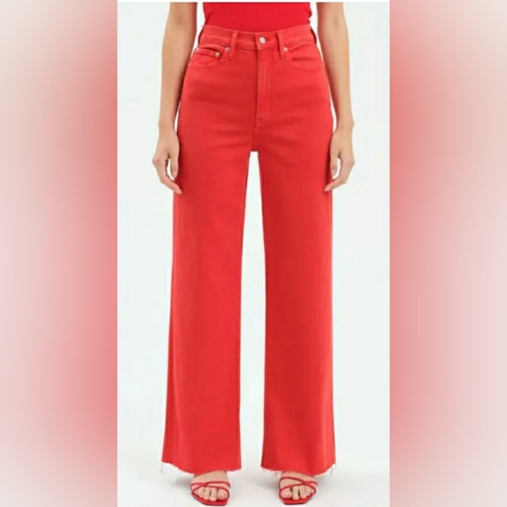 Universal Thread Coral Red High Rise Sailor Wide Leg Ankle Jeans Multi sizes NWT - Picture 13 of 16